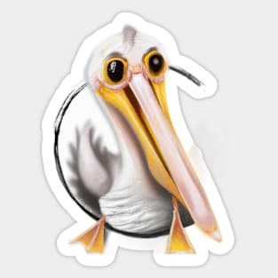 Cute Pelican Drawing Sticker